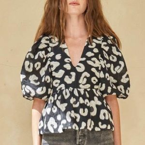 Hunter Bell Leighton Top - Onyx Cheetah, Size 6